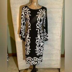 INC, Black & White Print Classic dress, Sz M